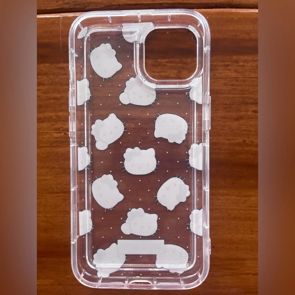 Hello Kitty Clear iPhone Case with Cartoon Cat Pattern and Precise Cutouts